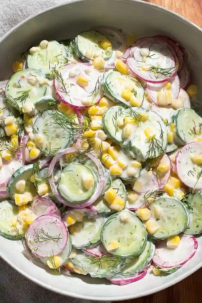 creamy cucumber corn salad