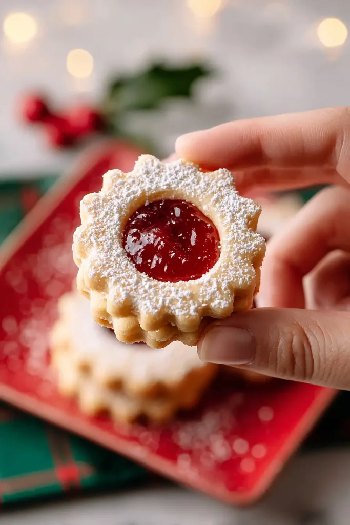 strawberry linzer cookies