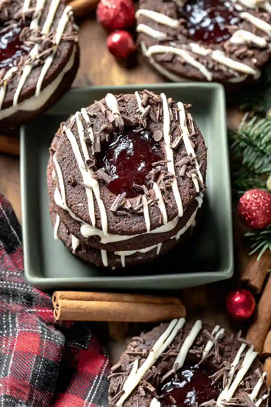 black forest linzer cookies