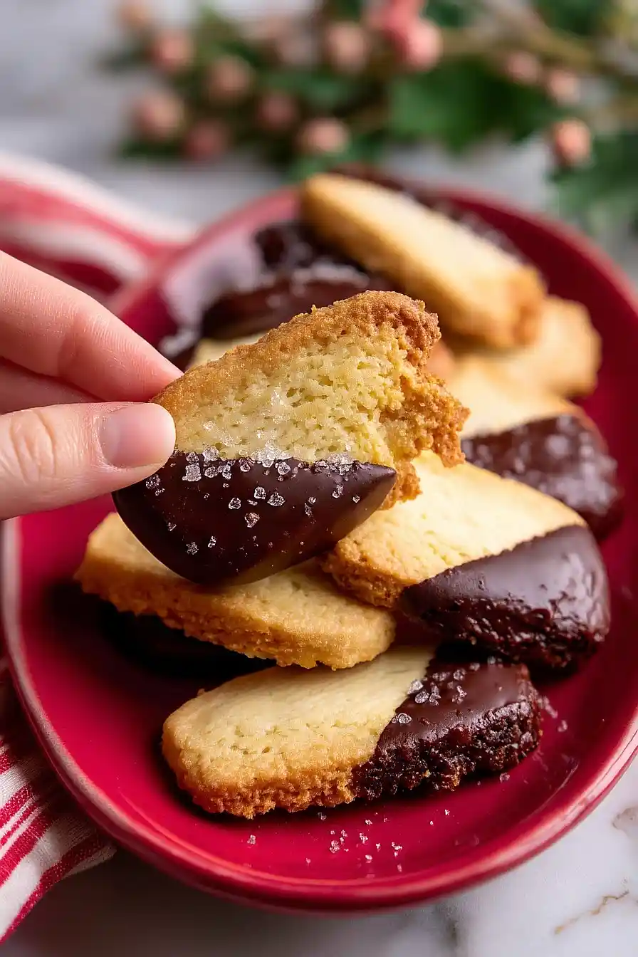 chocolate dipped shortbread cookies