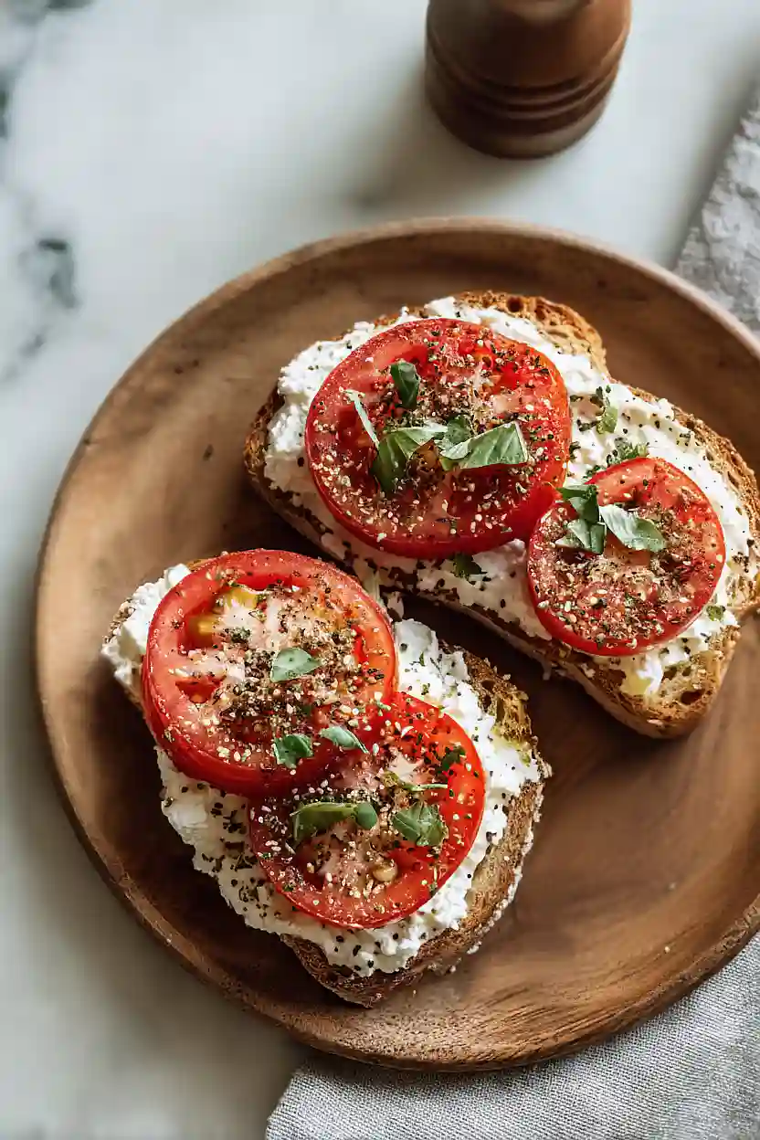 cottage cheese and tomato toast