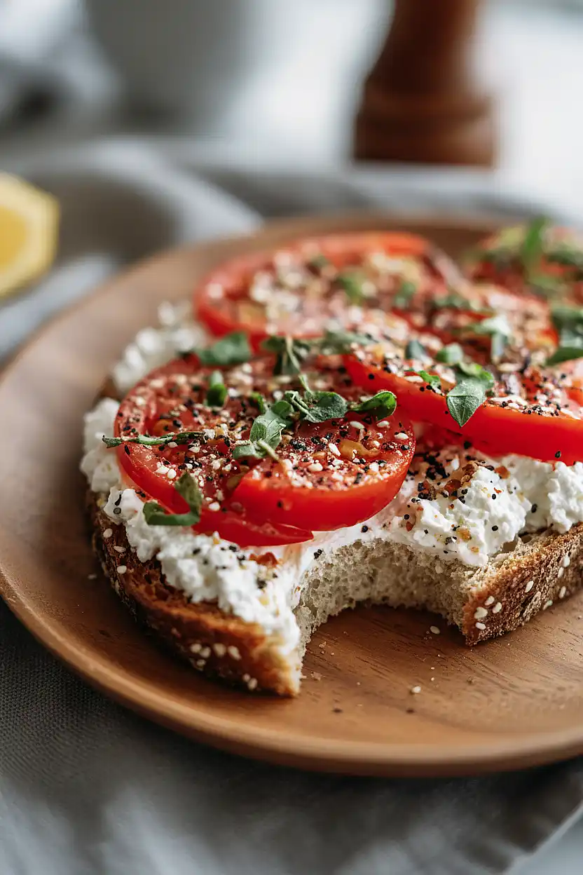cottage cheese and tomato toast
