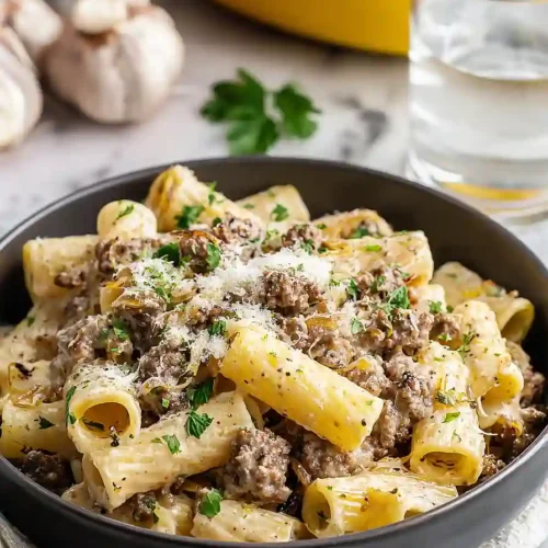 ground beef alfredo pasta