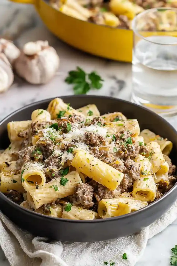 ground beef alfredo pasta