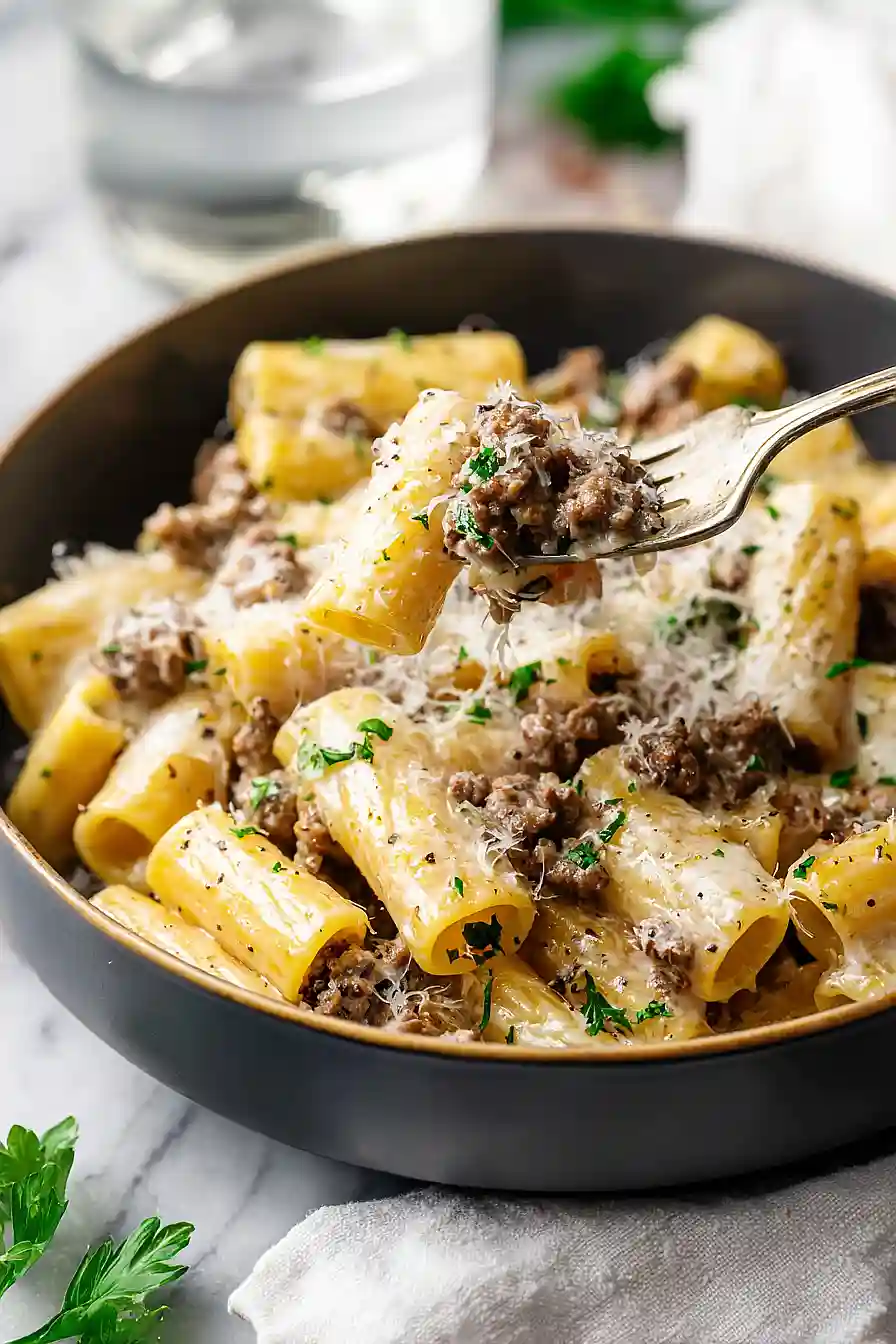 ground beef alfredo pasta