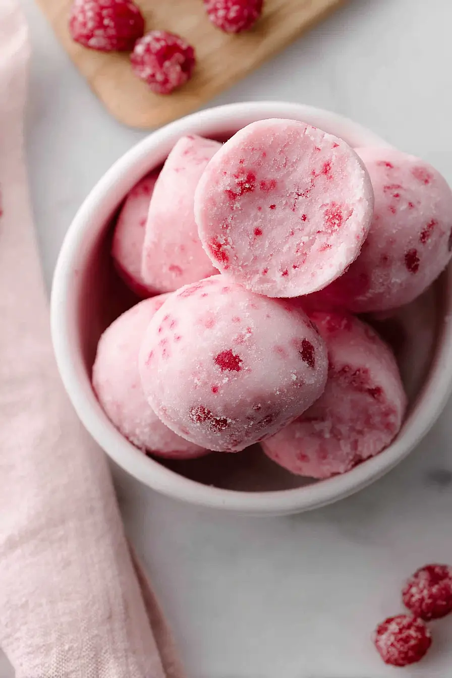 raspberry frozen yogurt bites