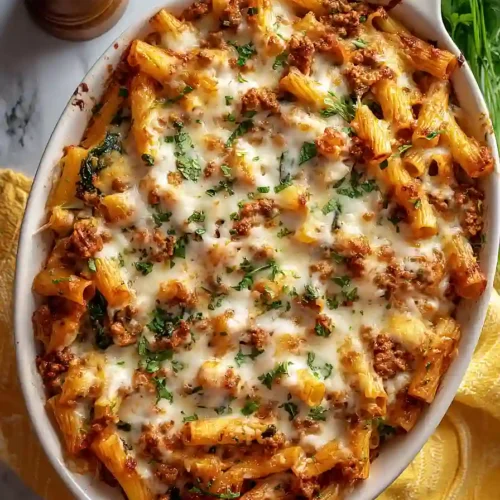 baked ziti with ground turkey and spinach