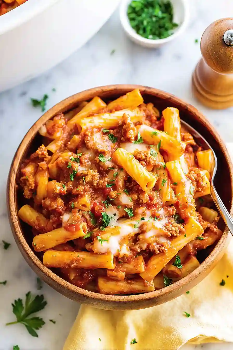 crockpot baked ziti with ground turkey
