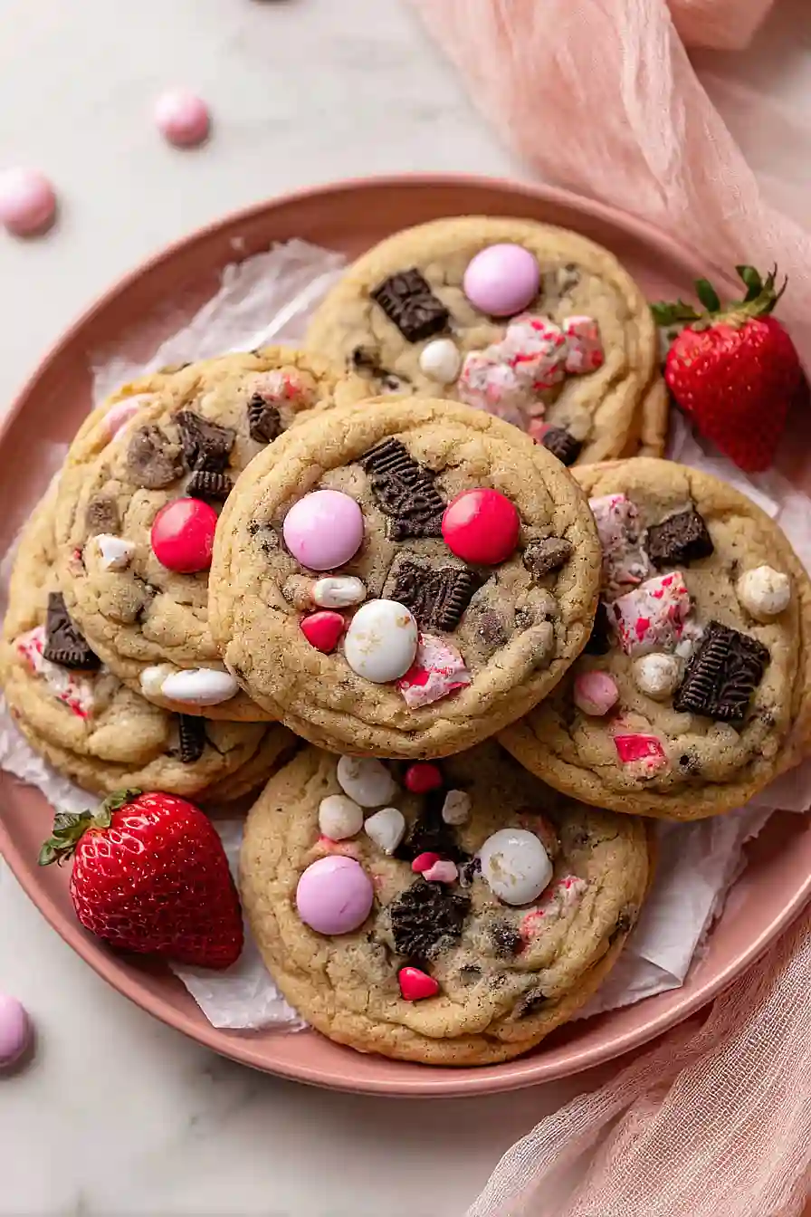 valentine's day oreo m&m cookies