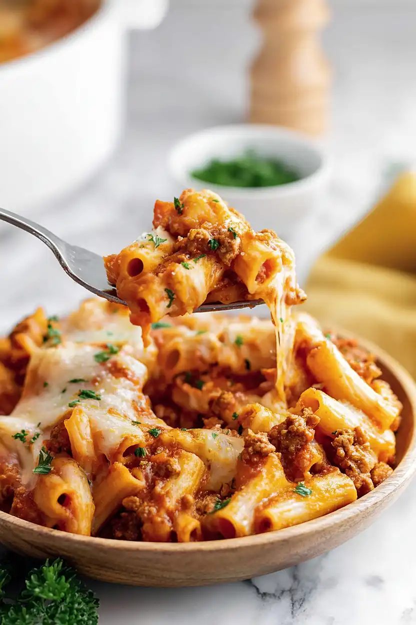 crockpot baked ziti with ground turkey