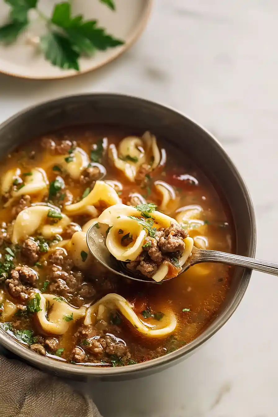 ground beef pasta soup