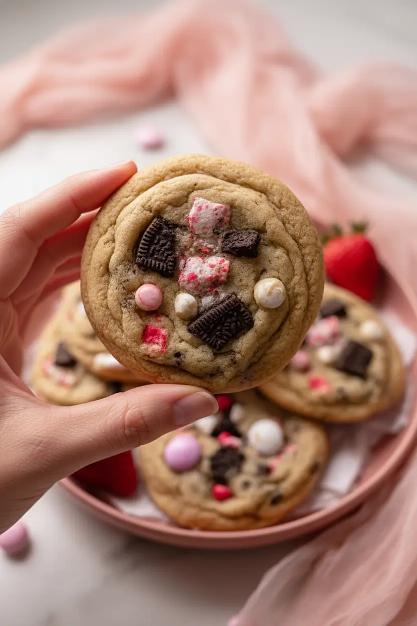 valentine's day oreo m&m cookies