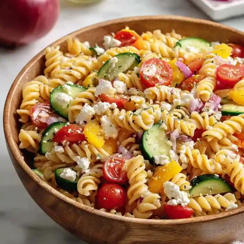 high protein greek pasta salad