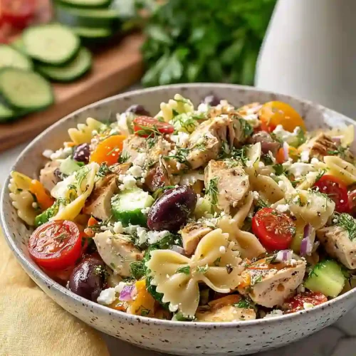 greek chicken pasta salad