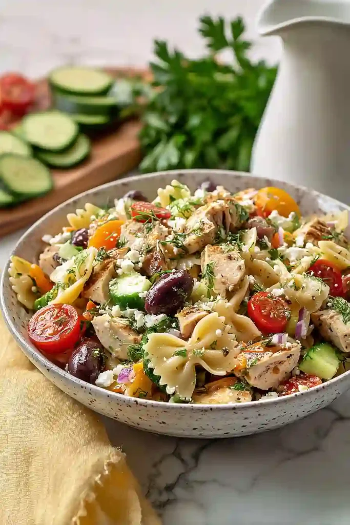 greek chicken pasta salad