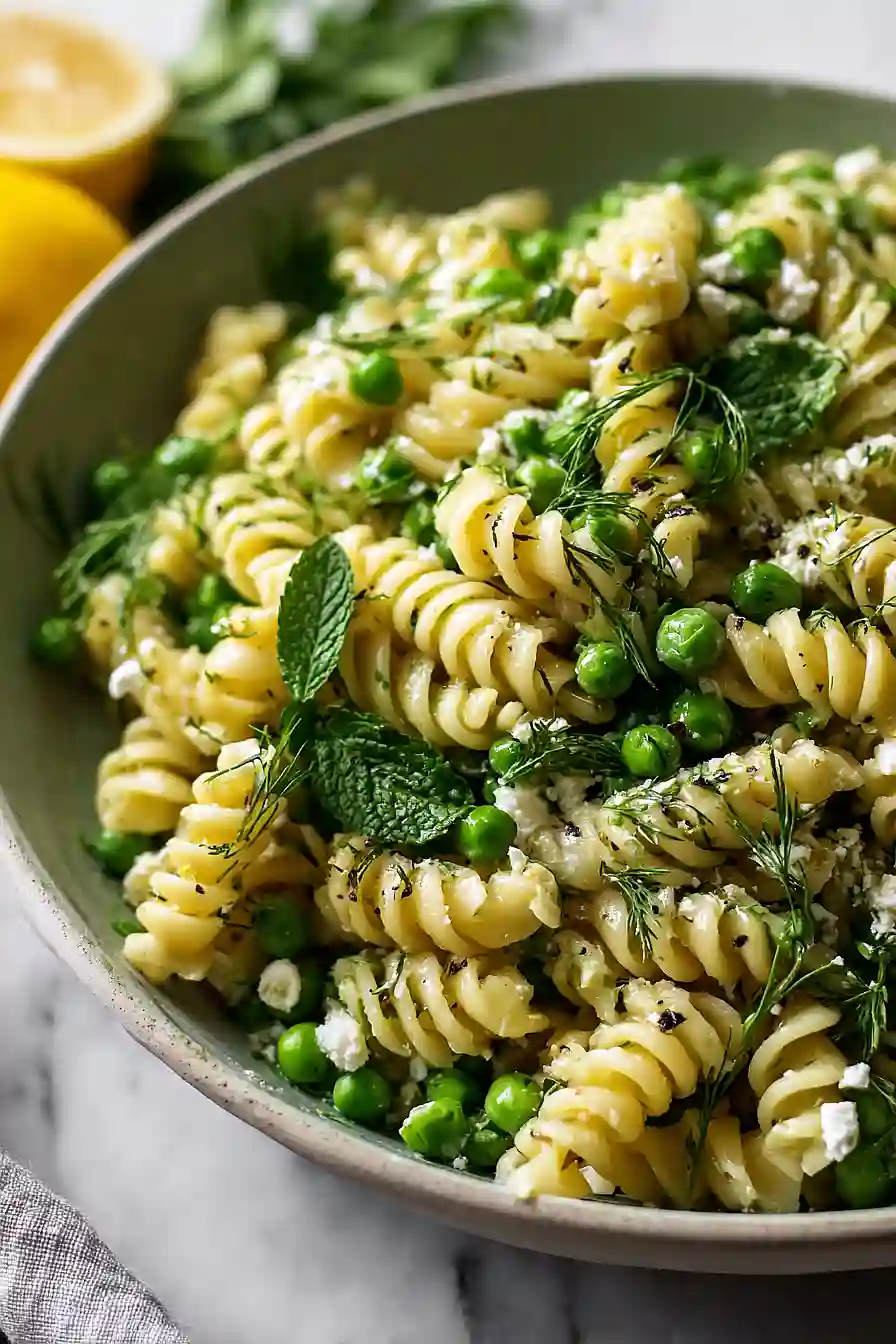 herbed pea and lemon pasta salad