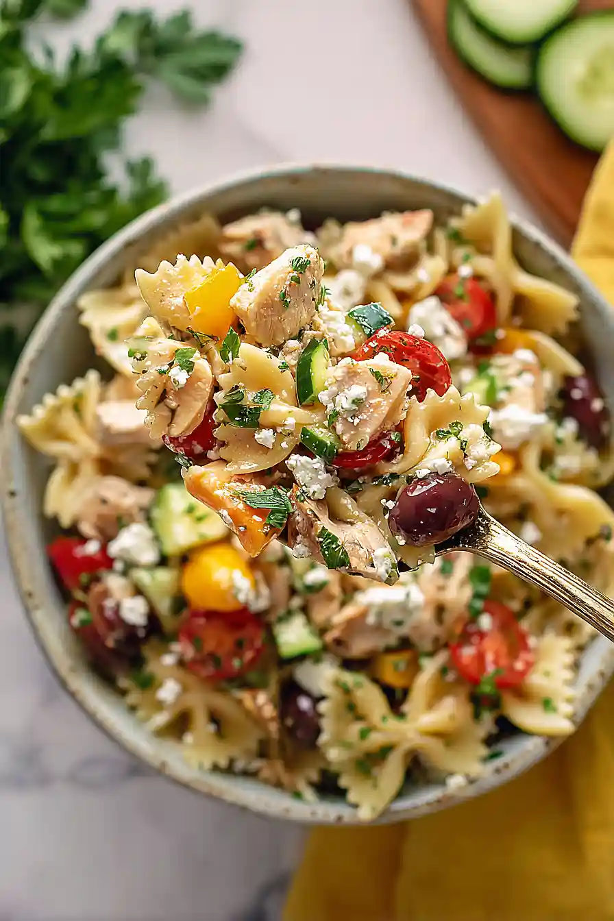greek chicken pasta salad
