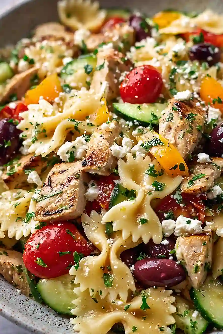 greek chicken pasta salad