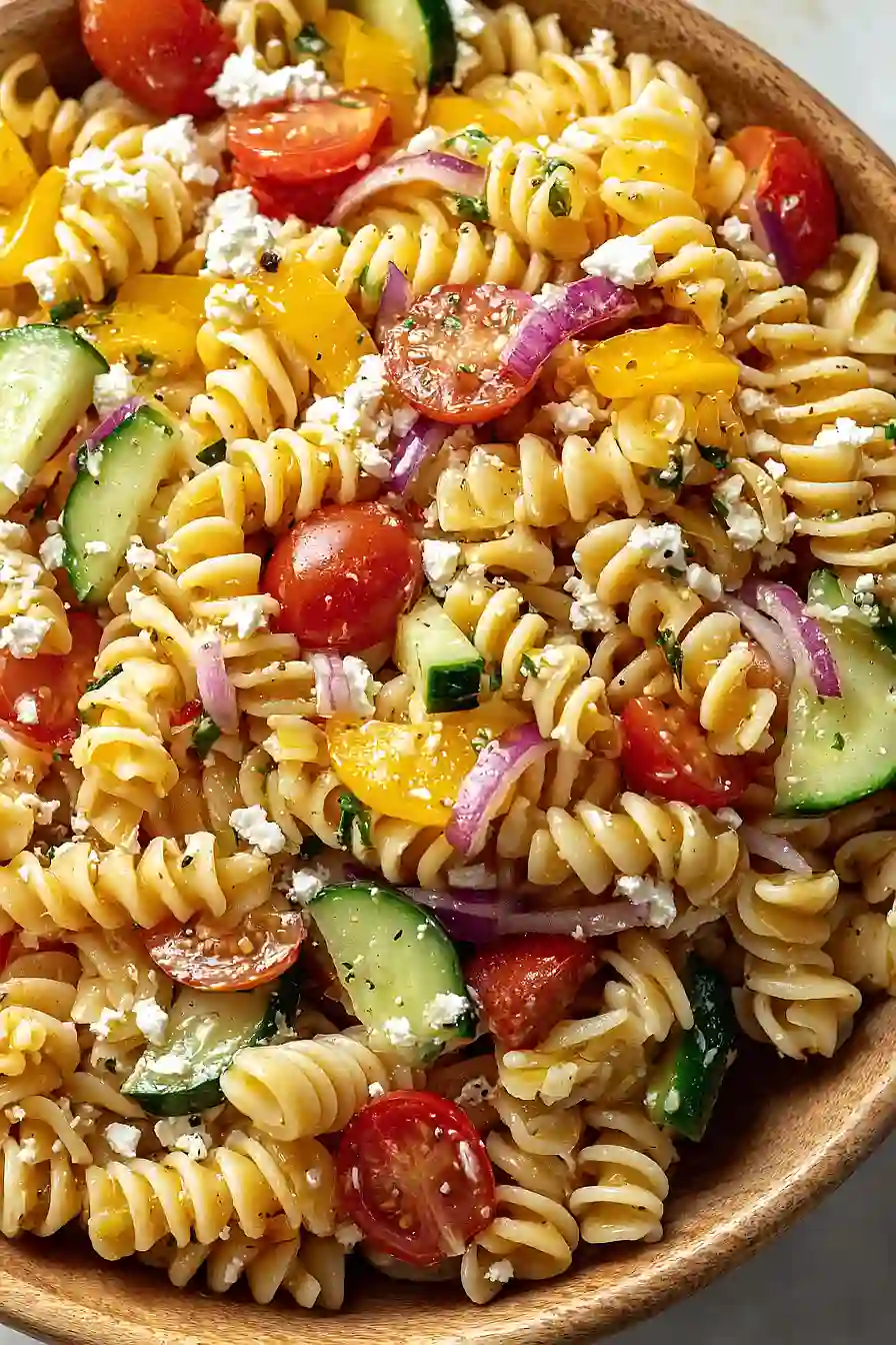 high protein greek pasta salad