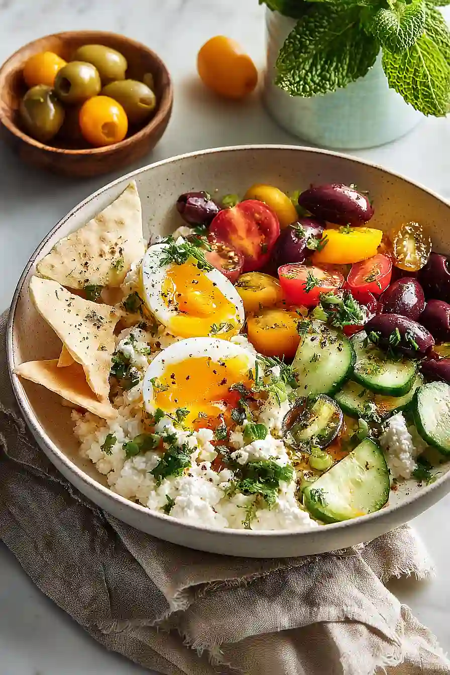 greek salad cottage cheese bowl