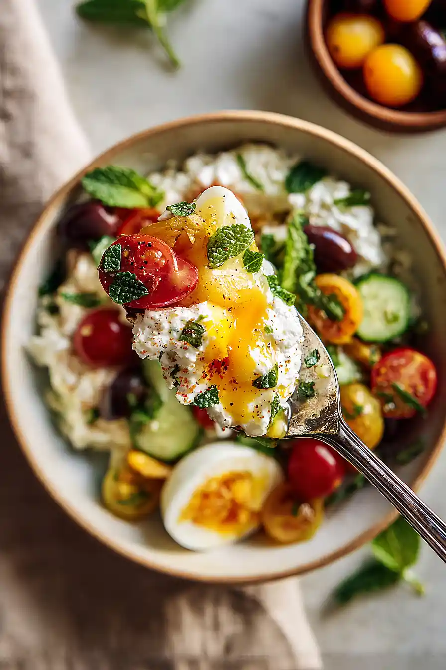 greek salad cottage cheese bowl