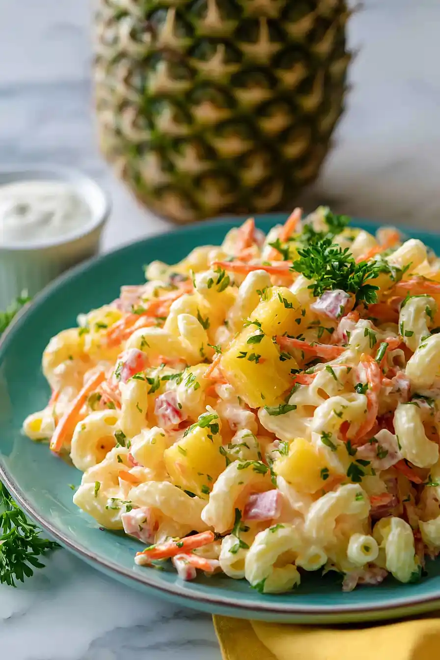 hawaiian pasta salad with pineapple