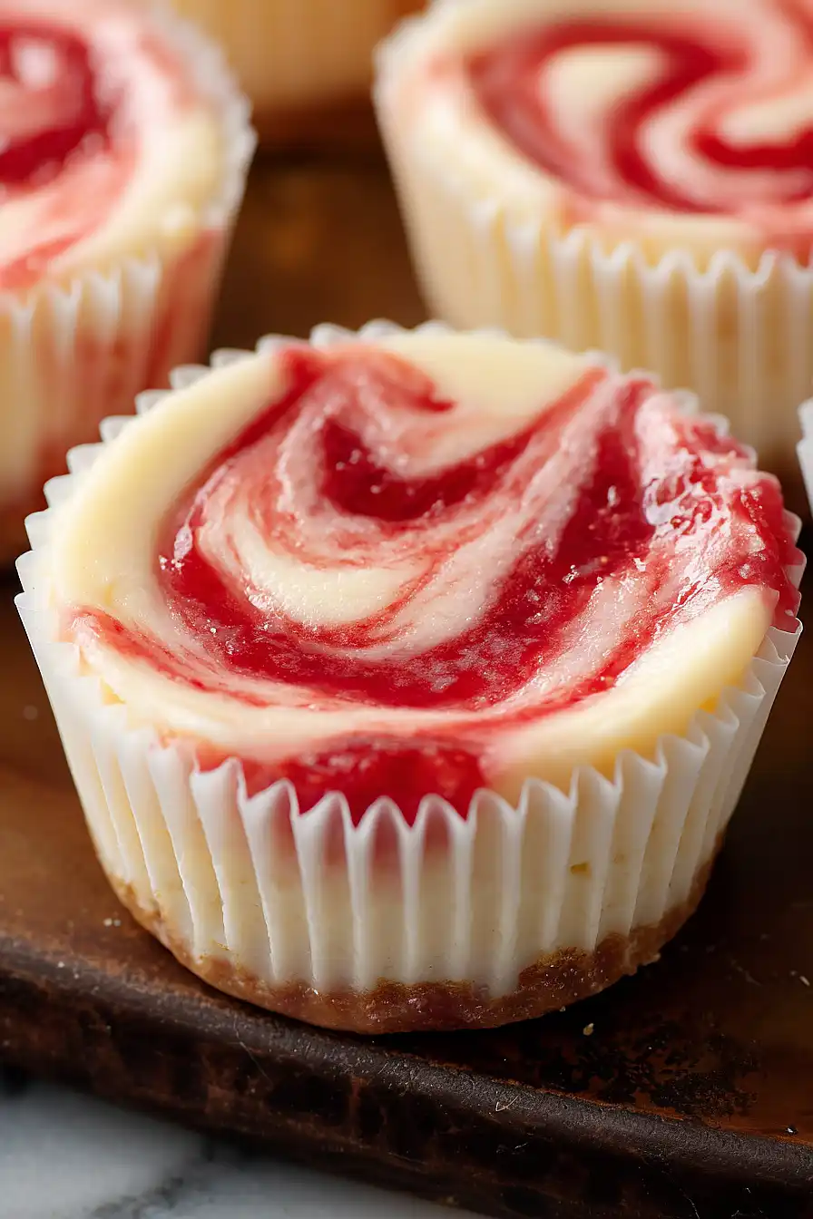 strawberry rhubarb mini cheesecake