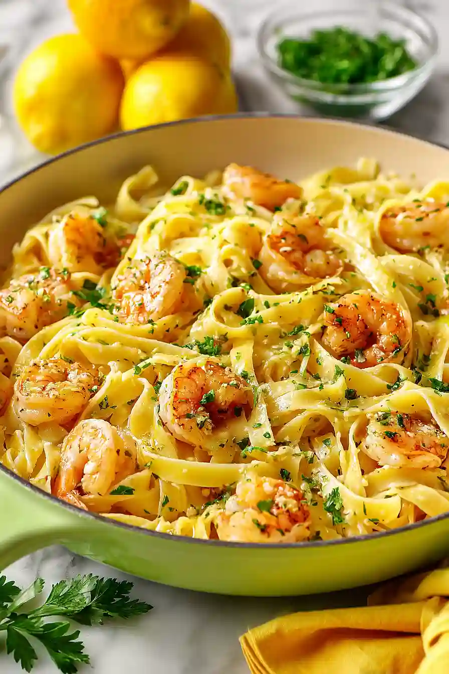garlic butter shrimp fettuccine