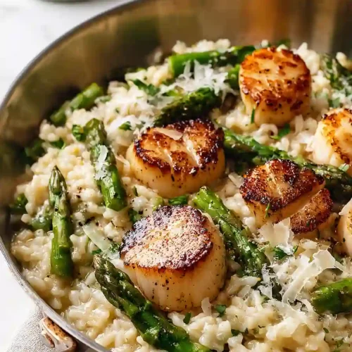 asparagus risotto with scallops