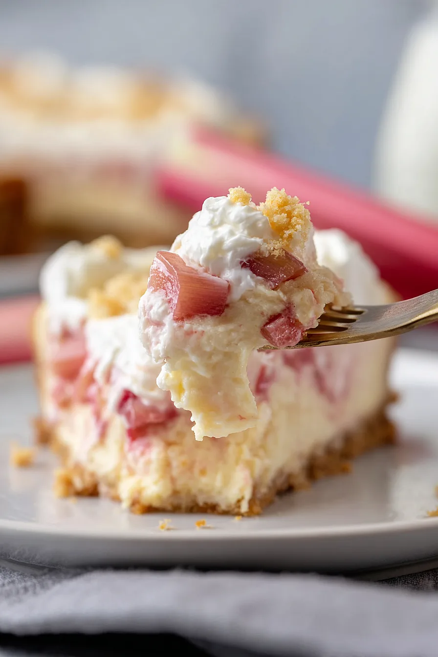 rhubarb cheesecake with sour cream topping