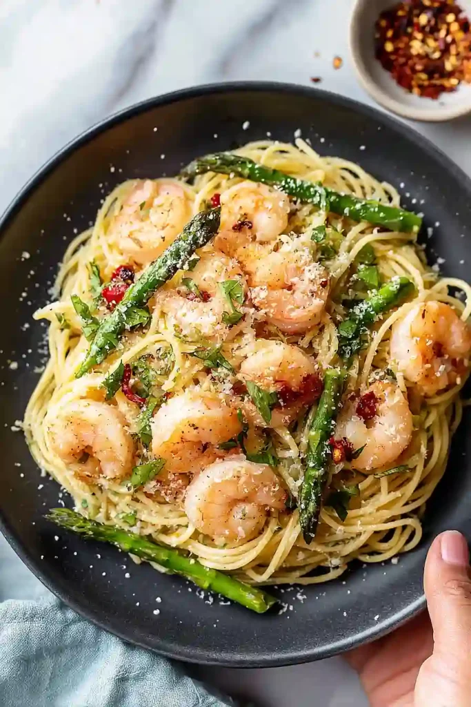 angel hair with shrimp and asparagus