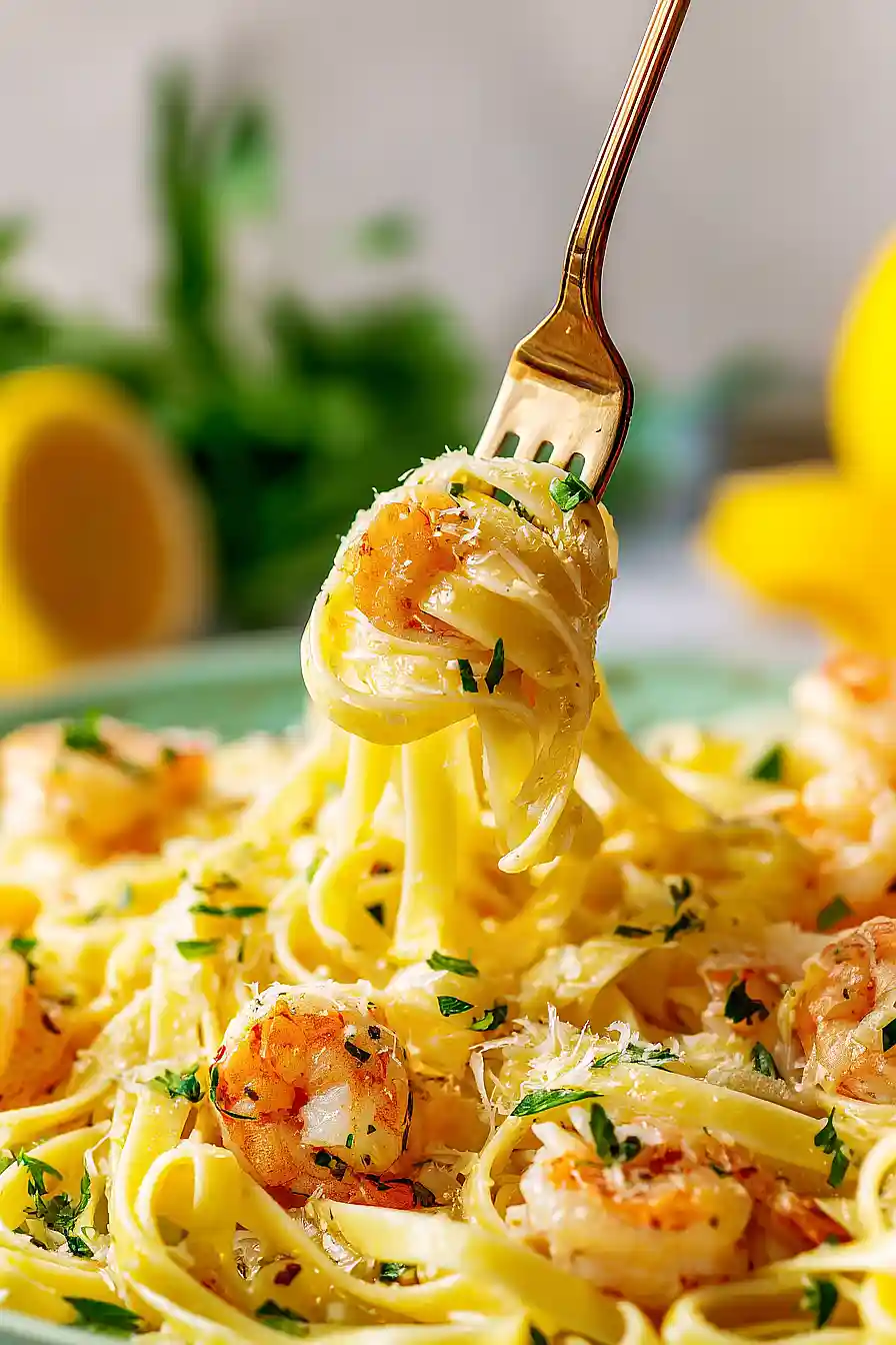 garlic butter shrimp fettuccine