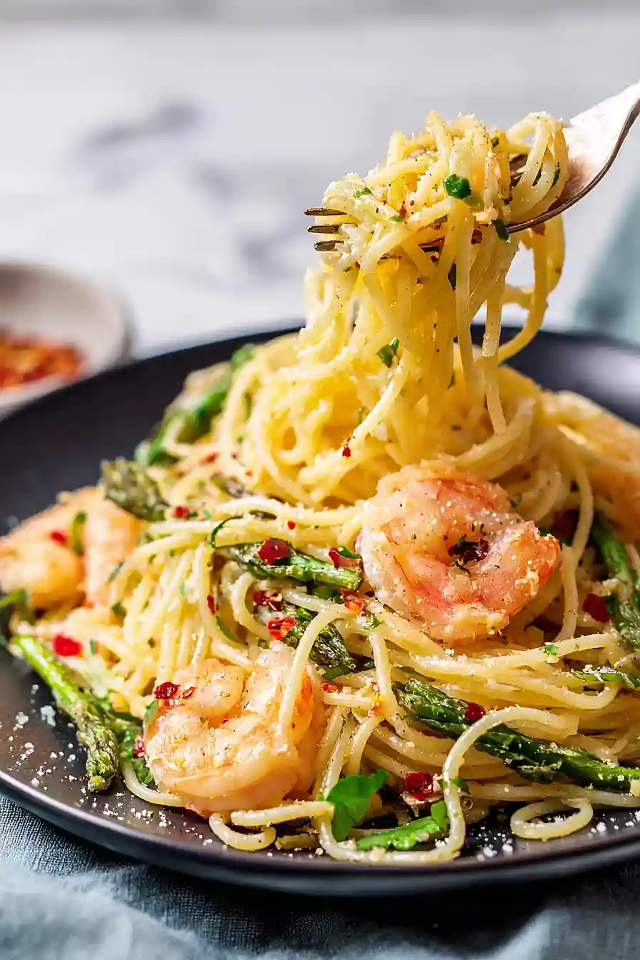 angel hair with shrimp and asparagus