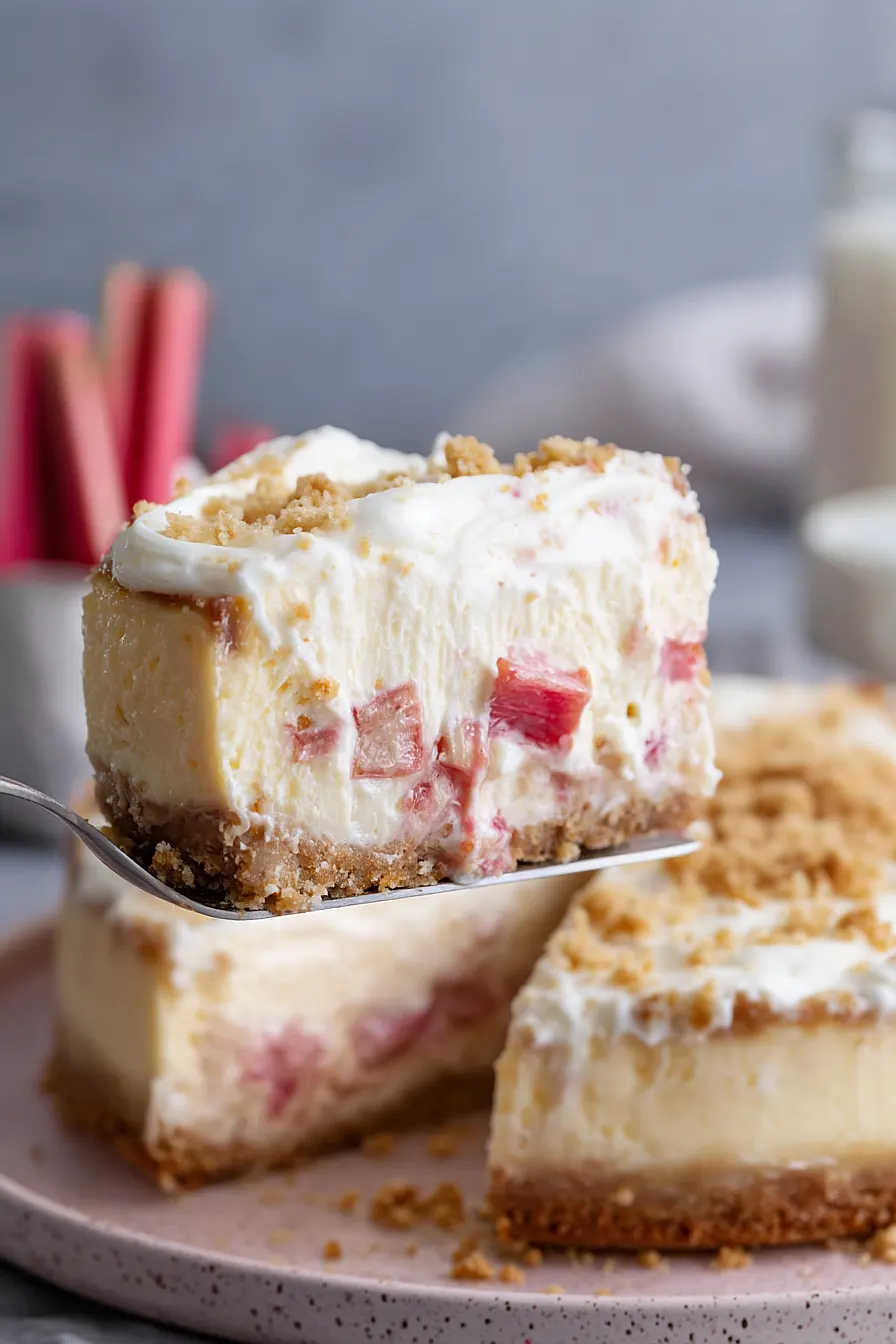 rhubarb cheesecake with sour cream topping