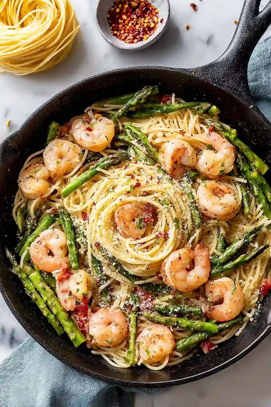 angel hair with shrimp and asparagus