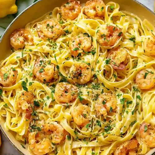 garlic butter shrimp fettuccine