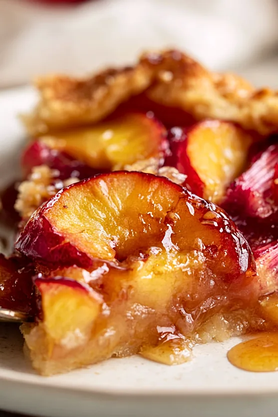 rhubarb galette with peaches