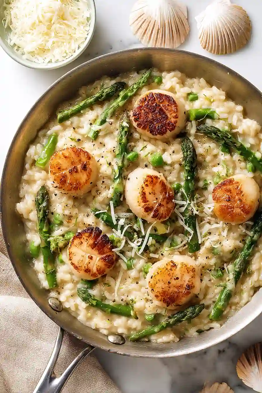 asparagus risotto with scallops