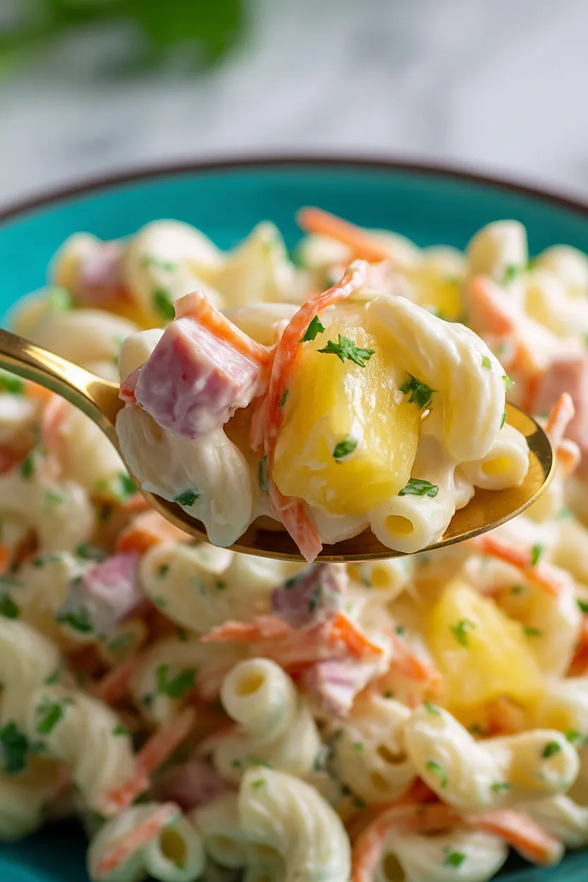 hawaiian pasta salad with pineapple