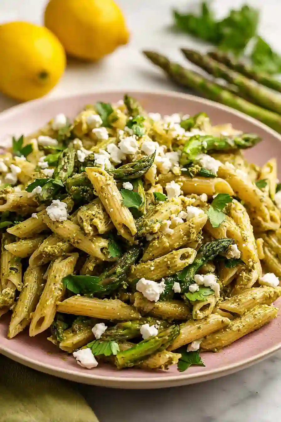 pesto pasta salad with goat cheese