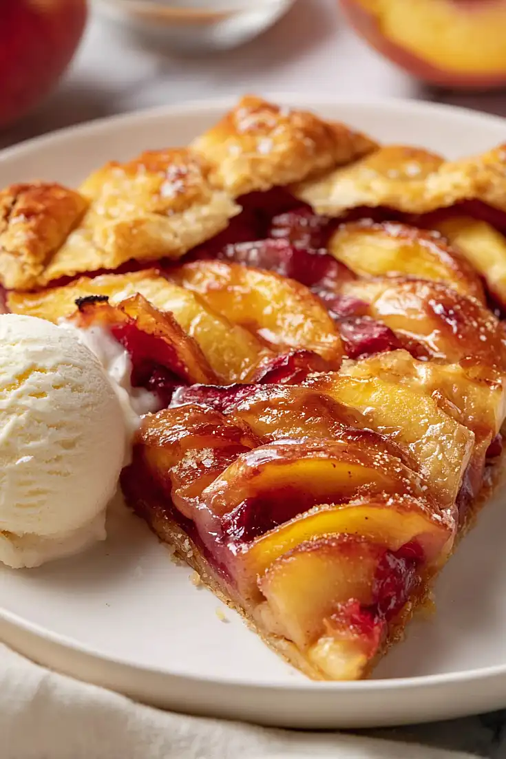 rhubarb galette with peaches