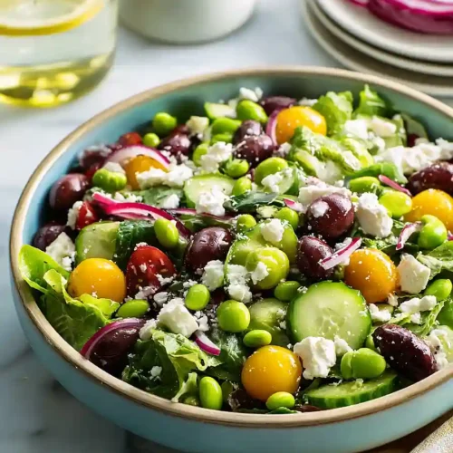 greek salad with edamame
