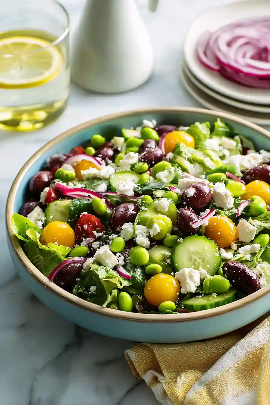 greek salad with edamame