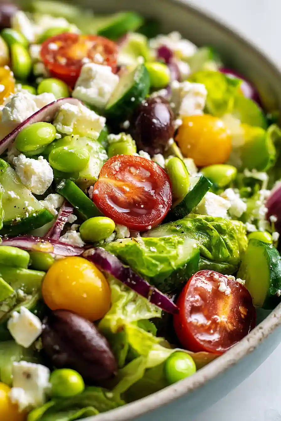 greek salad with edamame
