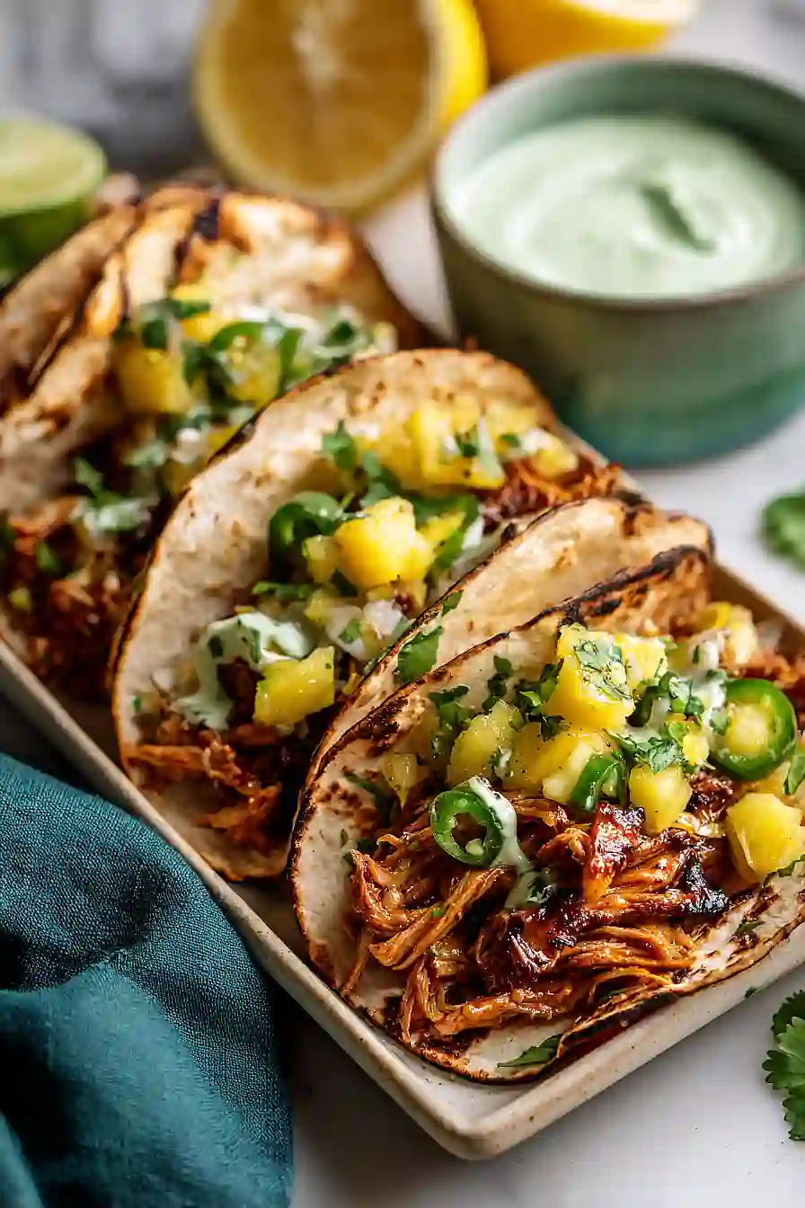 hawaiian chicken tacos with jalapeño pineapple salsa