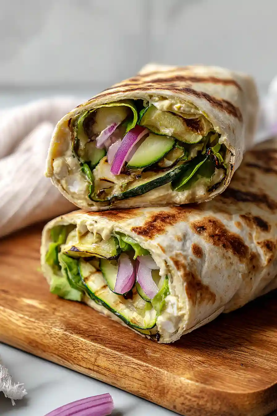 grilled vegetable hummus wraps