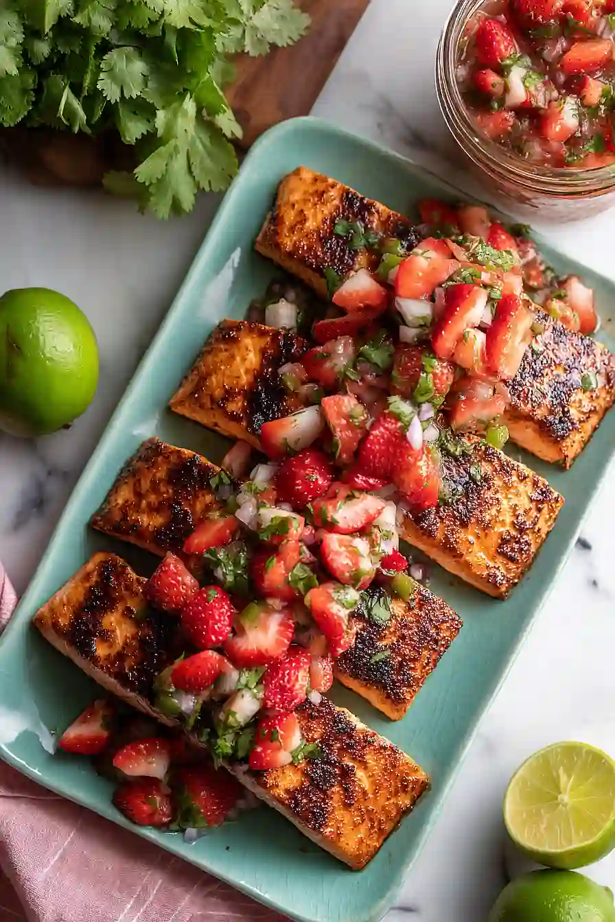 grilled salmon with strawberry jalapeño salsa