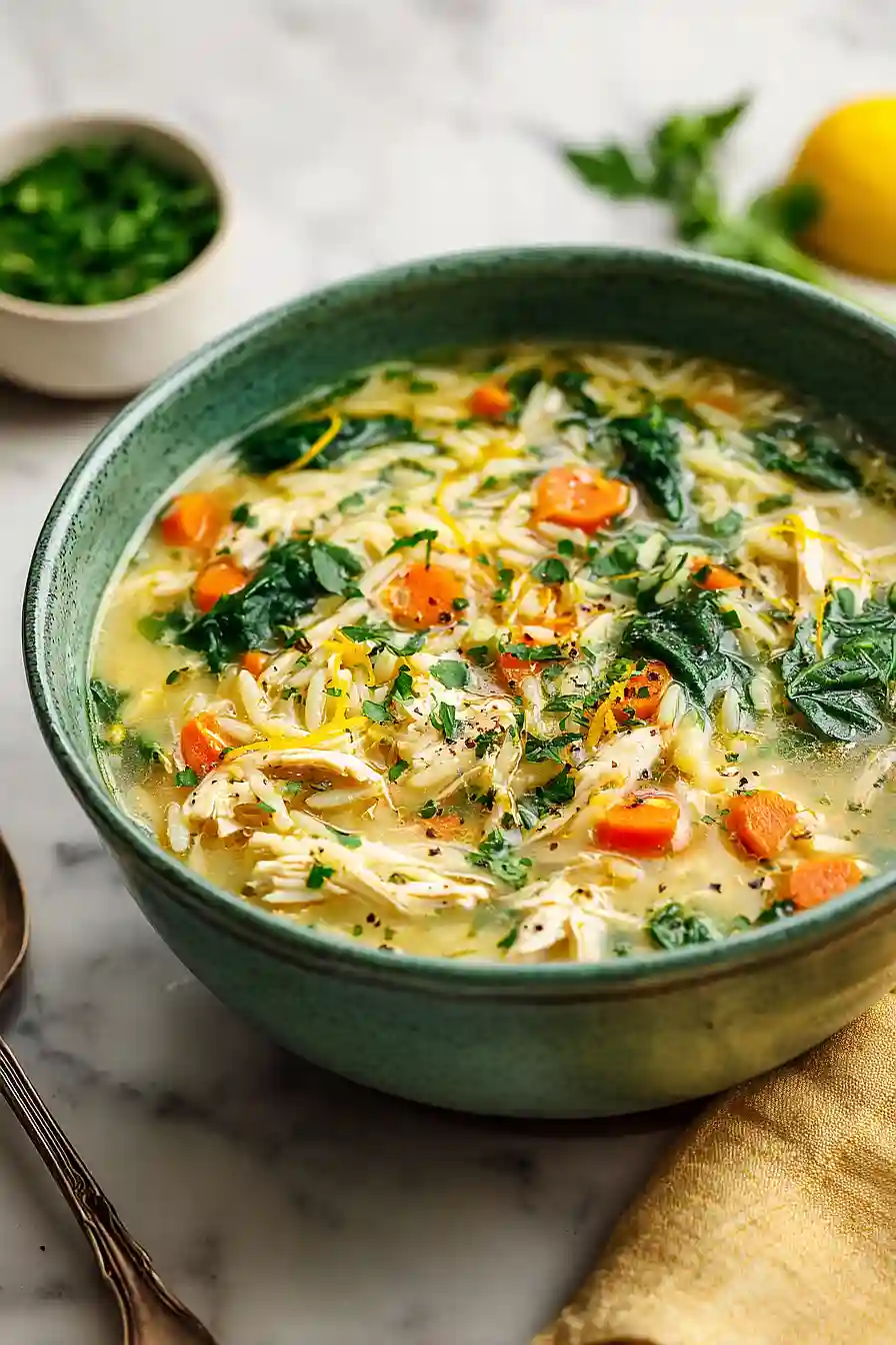 chicken orzo soup with spinach