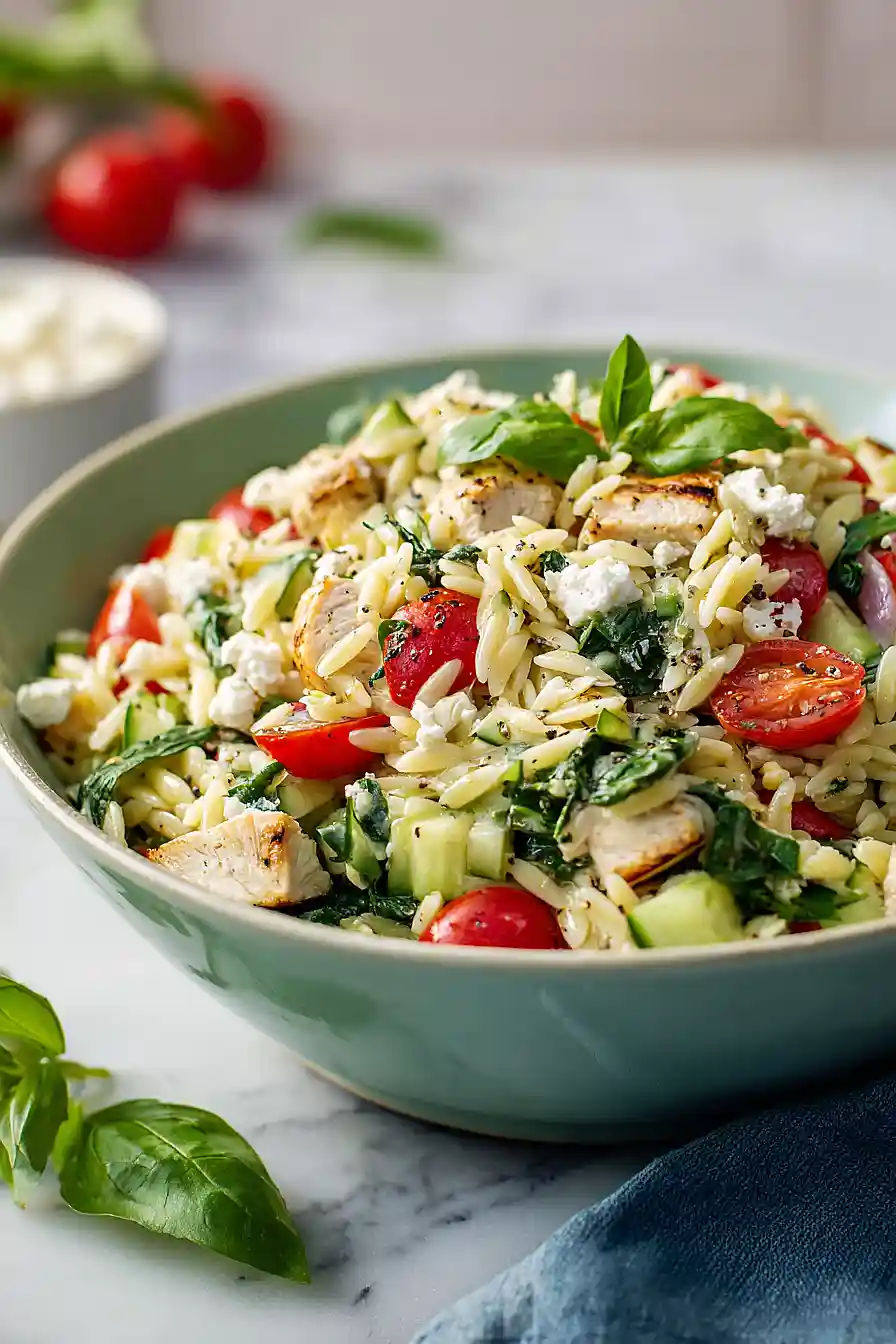 spinach orzo chicken salad