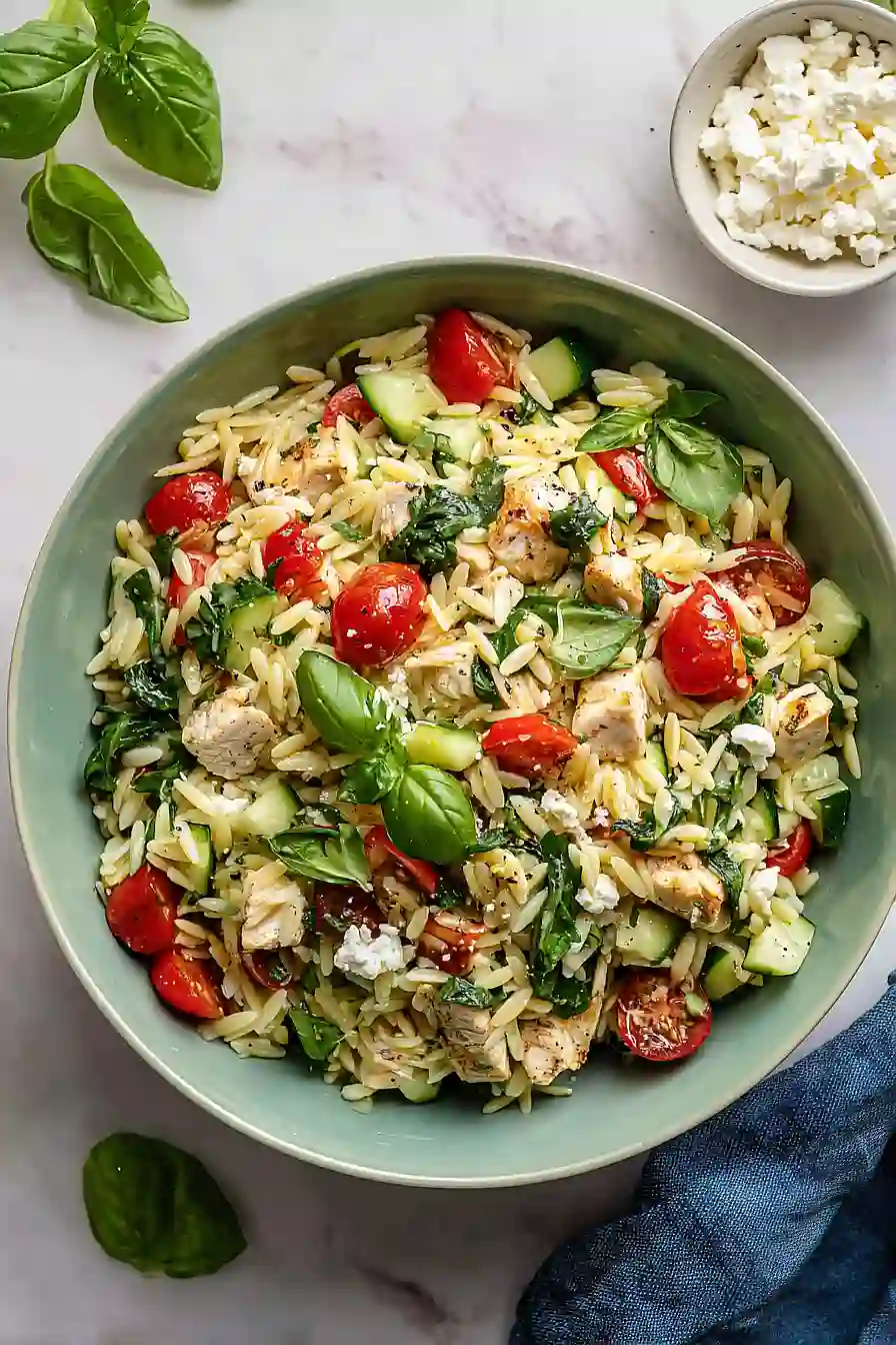 spinach orzo chicken salad